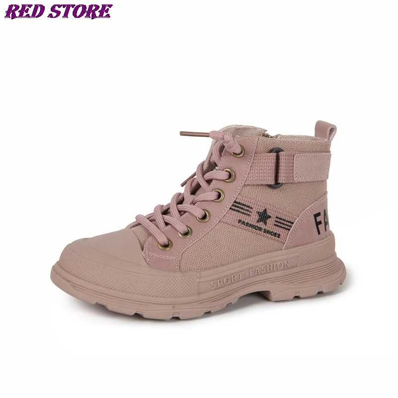 

Autumn Winter New Children Sneakers High Top Kids Canvas Shoes Boys Girls Child Baby Martin Boots Casual Locomotive Boots D08132