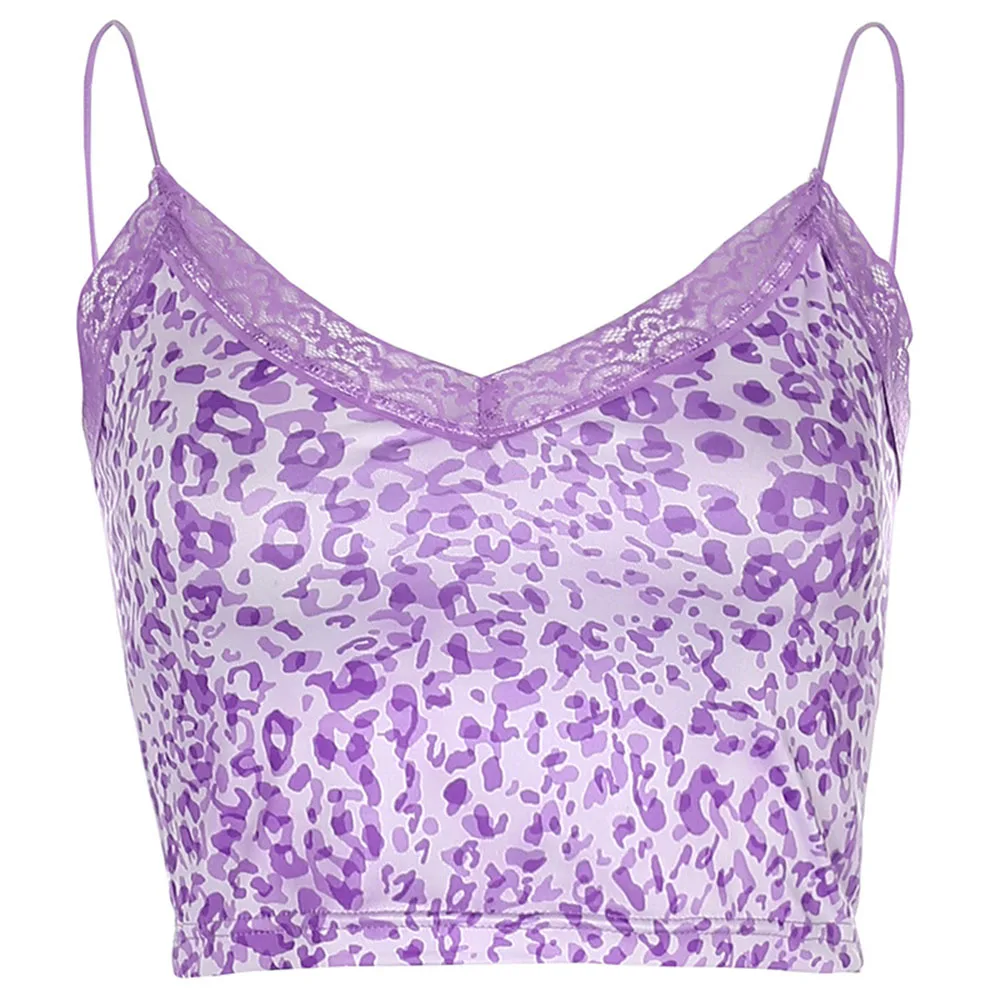 

Pink Leopard Crop Tank Top Women 2021 New Goth Summer Sexy Backless Navel Tops Casual Slim Streetwear Girl Next Door Fashion
