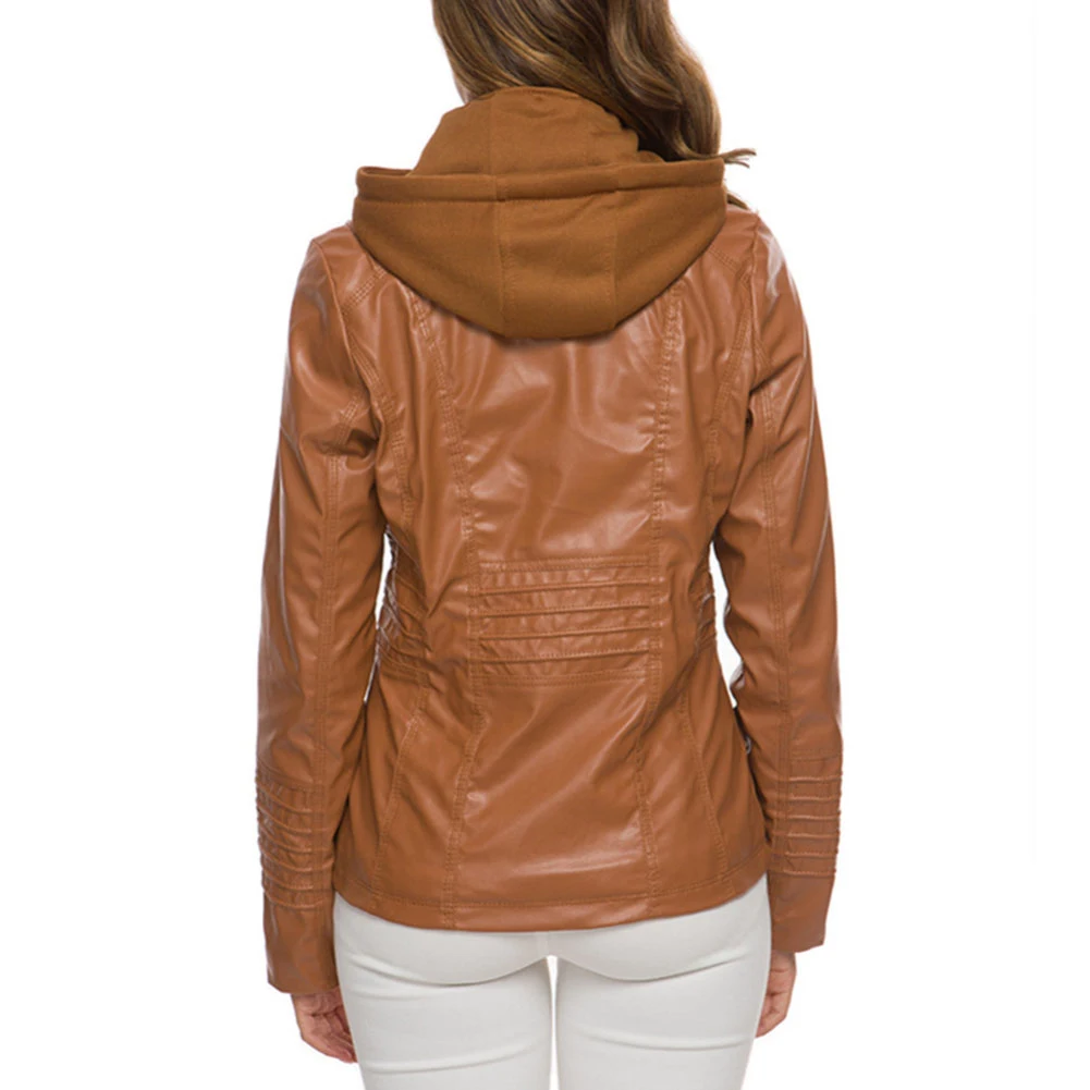 Женская мотоциклетная куртка из искусственной кожи черная верхняя одежда в