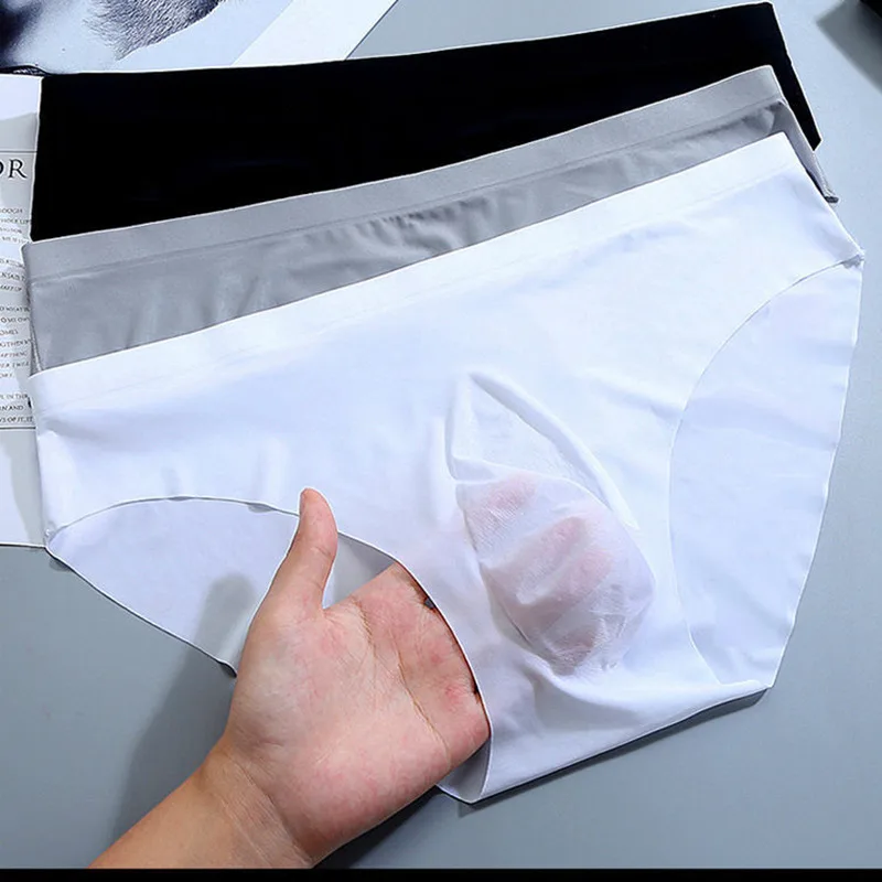 

Mens Underwear Briefs Men's boxer Ice Transparent Low Waist Sexy Panties Gay Seamless Silkly transparent pants bañador hombre