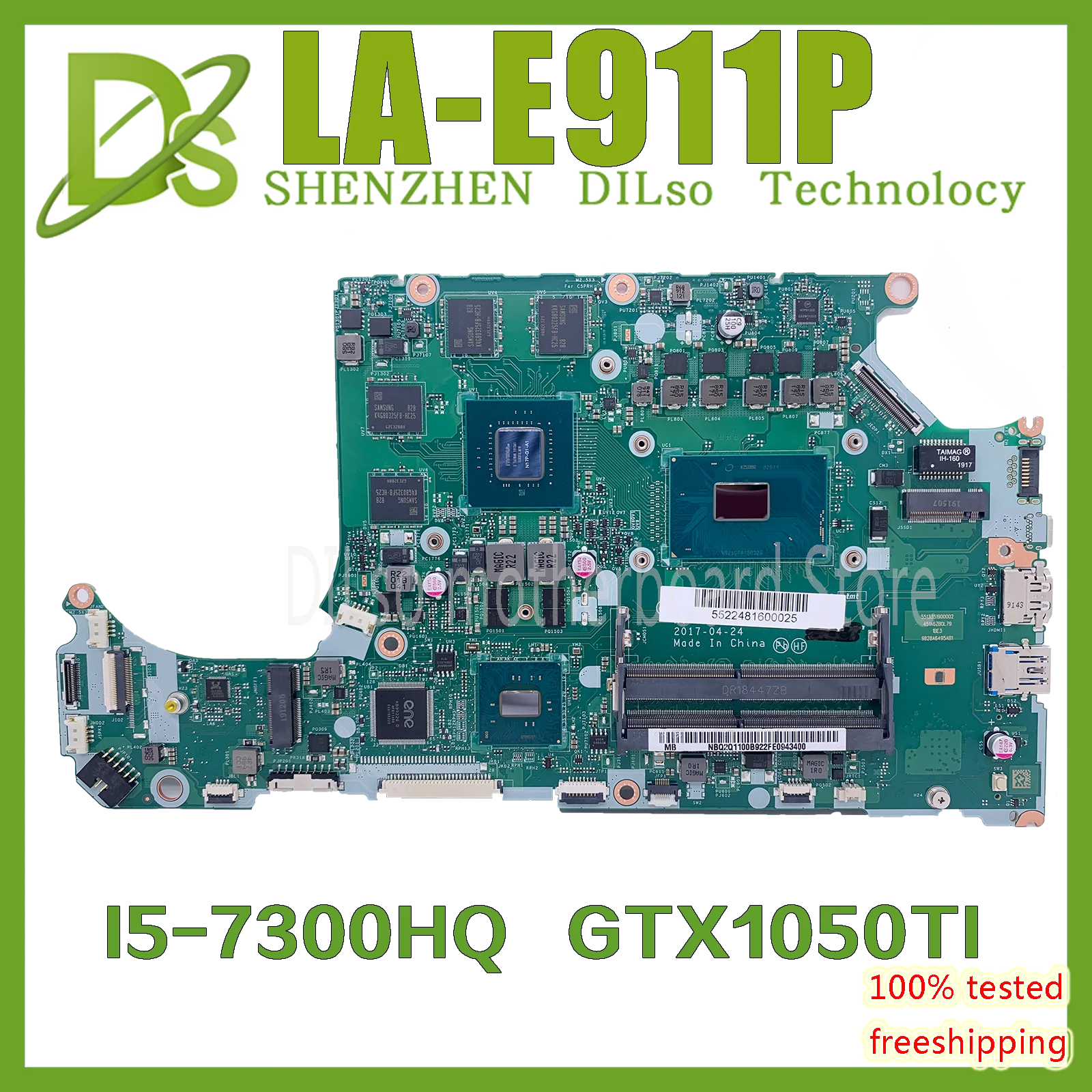 

Материнская плата LA-E911P для ноутбука ACER Aspire A715-71G, A515-51, C5MMH/C7MMH, I5-7300HQ GTX1050TI, 4 Гб, тест ОК 100%