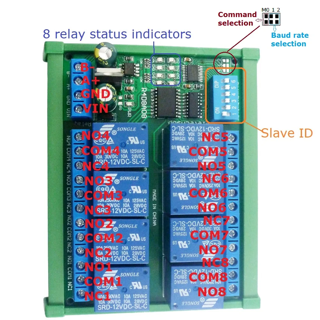 

Релейный Модуль RS485 DIN35 C45, модуль на 8 каналов, рельсовый модуль Modbus RTU UART, переключатель дистанционного управления для автоматизации PLC, 12 В п...