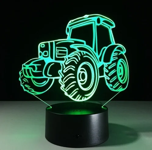 3d фигурка трактора светодиодсветодиодный лампа 7 цветов меняющая цвет
