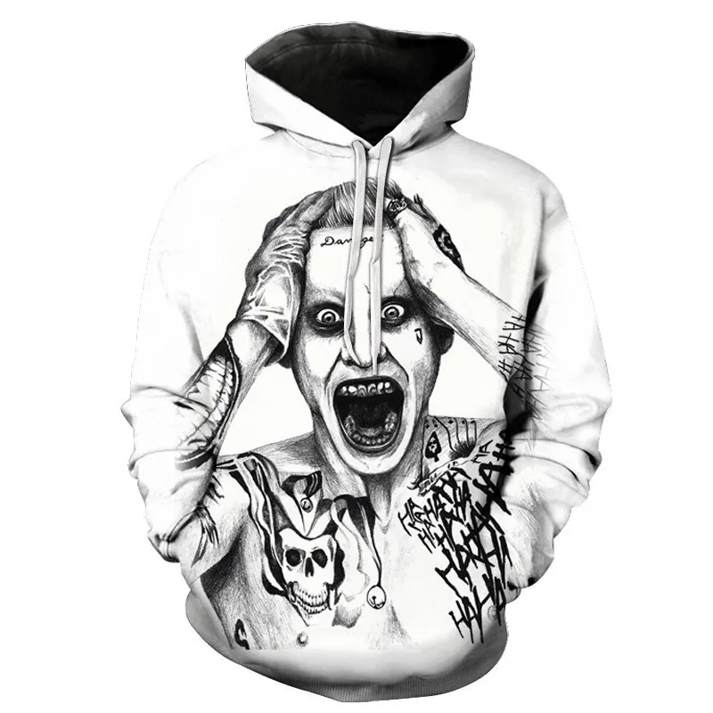 picture colour Joker Funny Hoodie Halloween Crazy Smile Pullover Long Sleeve Sweatshirt Fashion Stree Coats Cool Unisex Sportwear mens hoodies - Цвет: picture colour