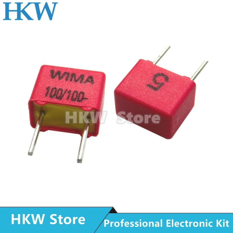 5pcs Original WIMA 100PF 100V RED FKP2 5MM Film Capacitor Hi-Fi Audio Capacitors 100V 101 100pF 5% 100V100PF