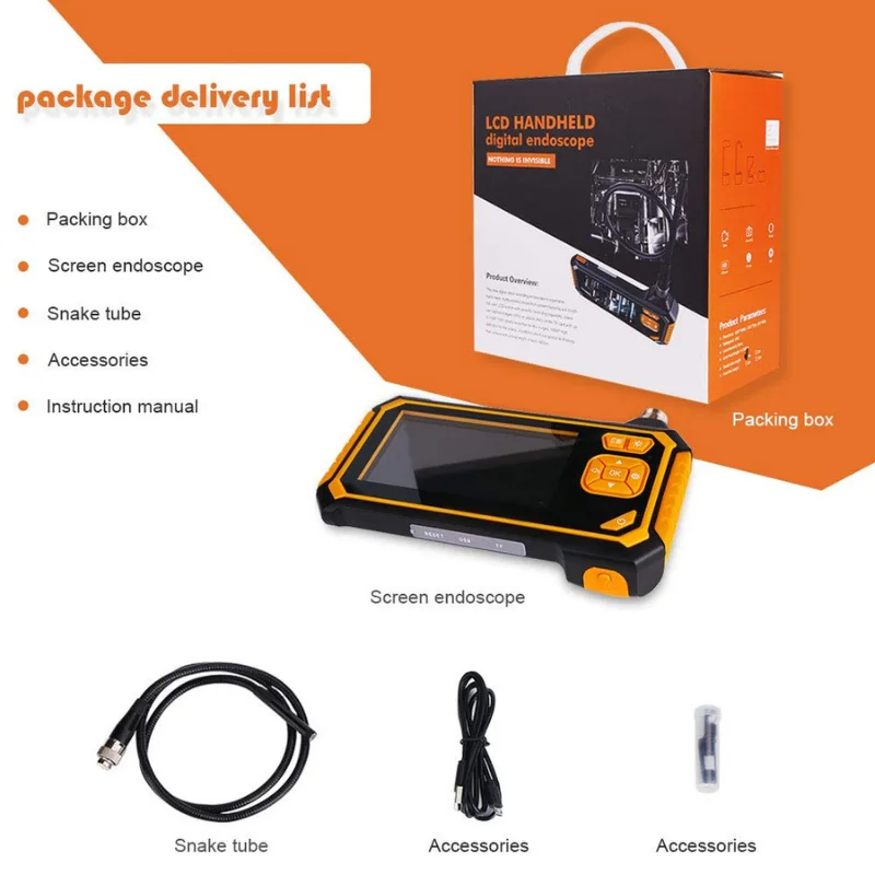 

8MM Industrial Endoscope Camera with 4.3 Inch IPS Screen 1080P HD Handheld Car Pipe Flexible Inspection Borescope Camera