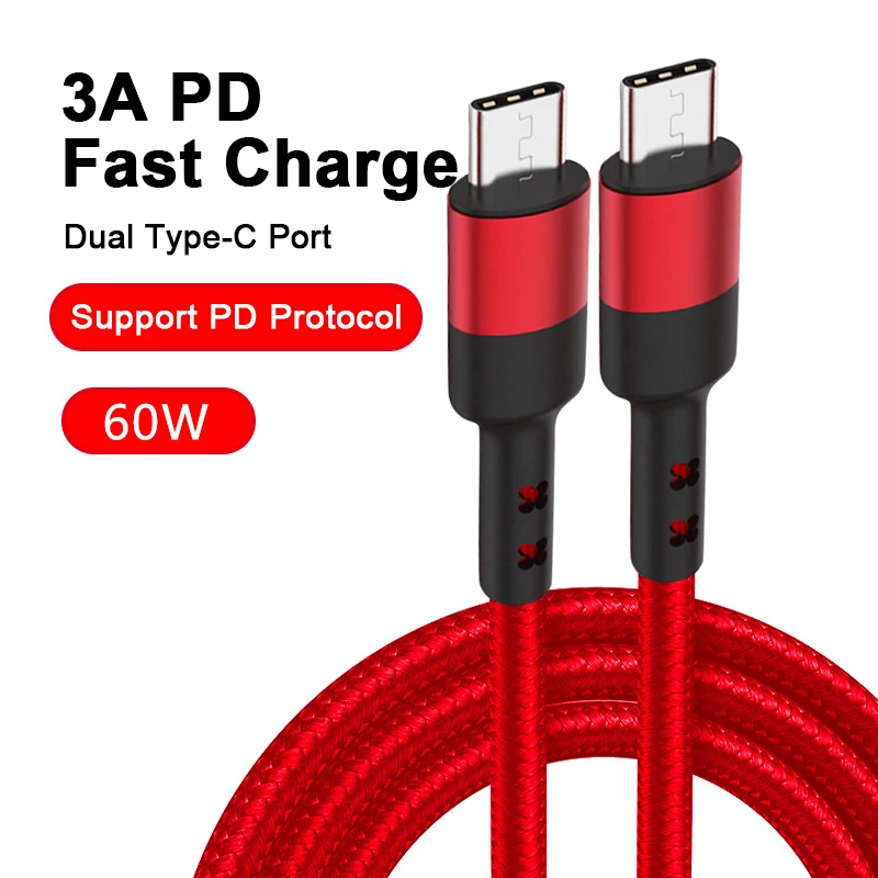 

Кабель данных для зарядки 3 А, кабель USB типа C PD 60 Вт для Macbook, Samsung, Huawei, совместимый с передачей данных
