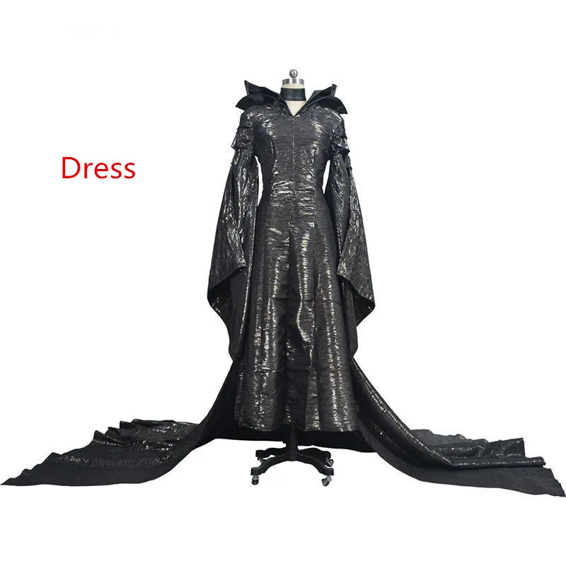 Maleficent Mistress of Evil Halloween Maleficent Cosplay Costumes Scary Horror Dress Horns Black Queen Witch Clothing - Цвет: Dress