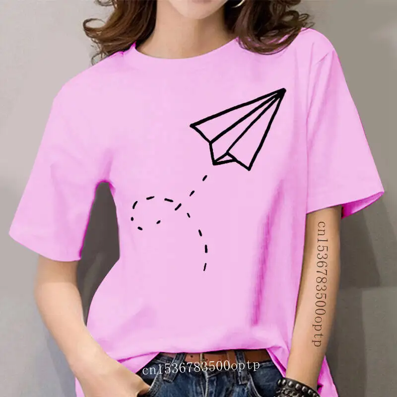 

Movie T Shirts Short Graphic Short Sleeve Crew Neck Broadcloth Paper Plane Fitted O-Neck women Tees