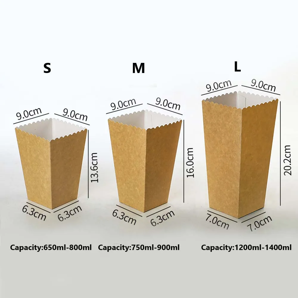 

Kraft Paper Popcorn Packaging Boxes Xmas Wedding Kid Birthday Party Decoration
