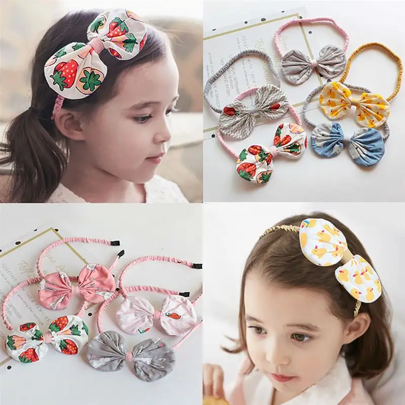 

5PCS Baby Headband Creative Cute Cartoon Bowknot Stretchy Headband Girl Hairband