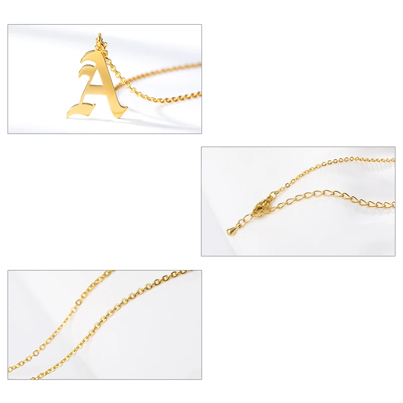 Старинное ожерелье с буквами из нержавеющей стали золотистого цвета Старое