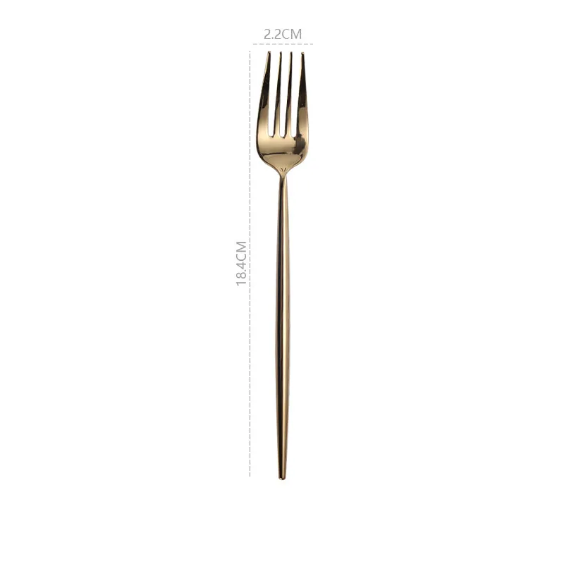1pc dessert fork Зеркальные золотые вилки, ложки, ножи, посуда, набор столовых приборов из нержавеющей стали, набор серебряных изделий, Золотая палочка для еды, ложка, нож, набор вилок - Цвет: 1pc dessert fork