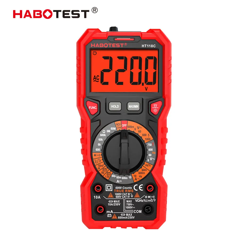 Цифровой мультиметр Habotest HT118C 6000 отсчетов мультитестер профессиональный |