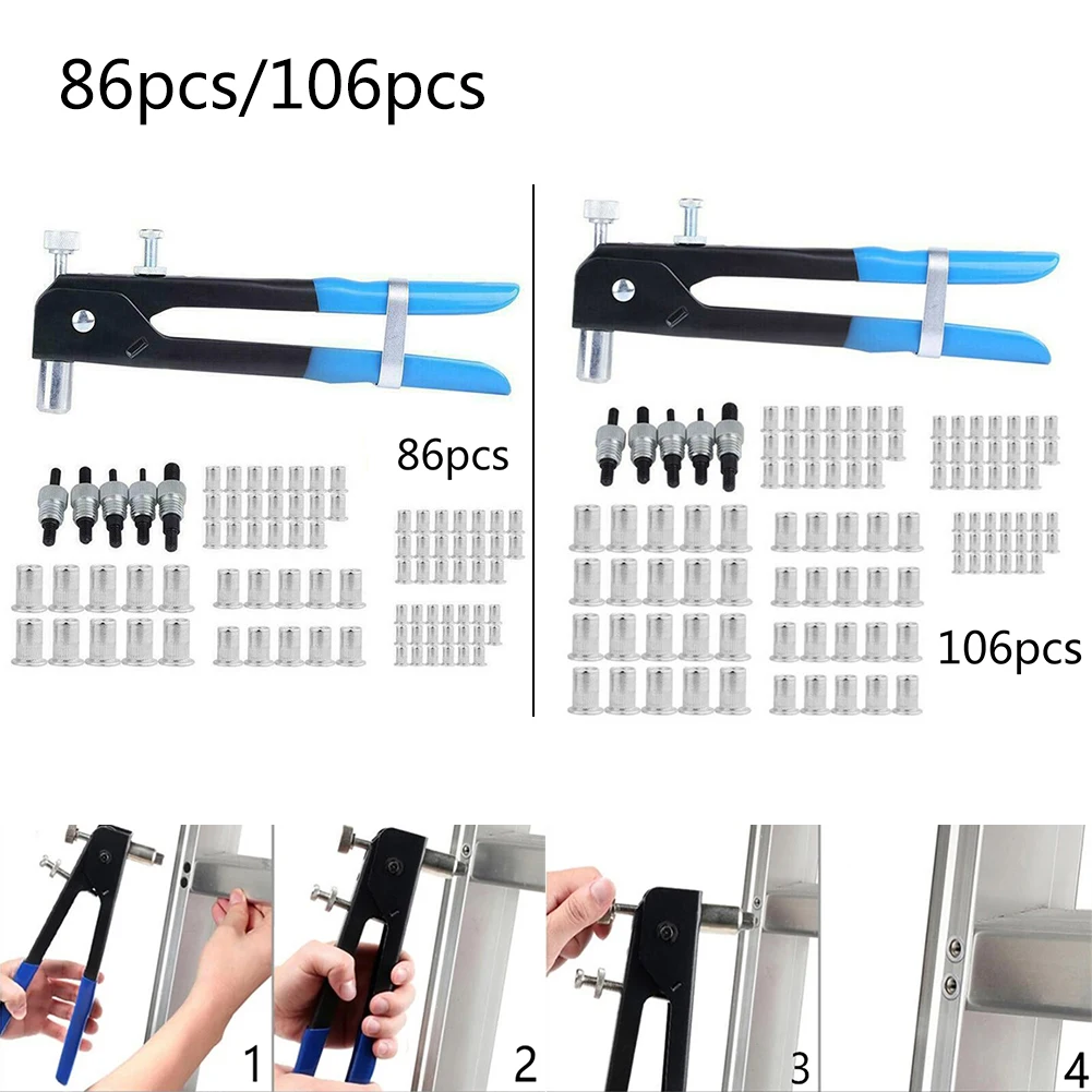 

Insert Rivet Tool Riveter Riveting Tool 86/106PCS Threaded Nut Rivet Tool