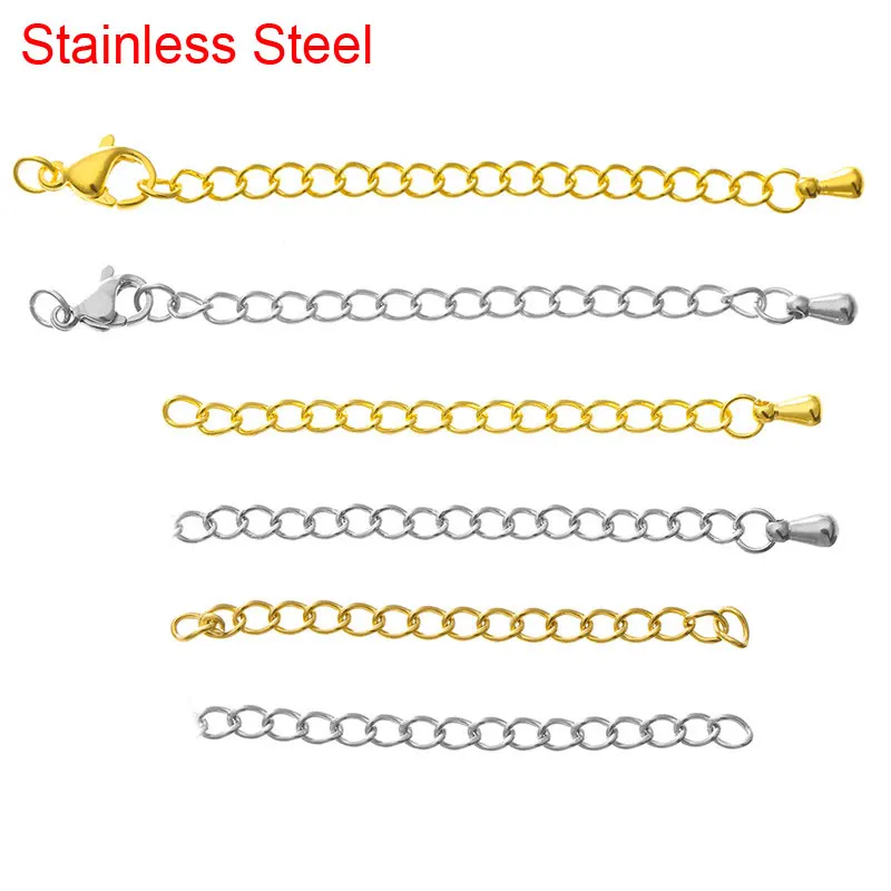 

Цепочки-удлинители из нержавеющей стали с застежками-лобстерами, золотистые цепочки для браслетов и ожерелий, цепочка-удлинитель для изгот...