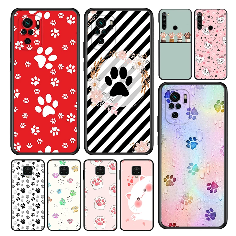 

Silicone Cover Cat Dog Footprints For Xiaomi Redmi Note 10 10S 9 9S Pro Max 9T 8T 8 7 6 5 Pro 5A 4X 4 Phone Case