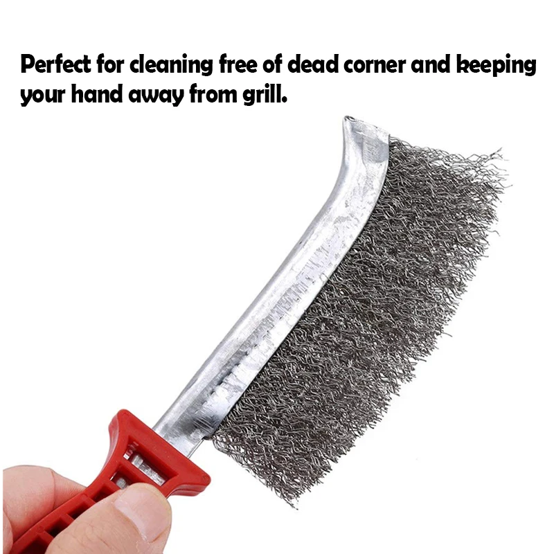 TEENRA нержавеющая сталь барбекю щетка для чистки гриля красная пластиковая ручка