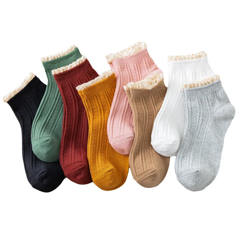 

Japanese school of wind restoring ancient ways ms ship double needle lace stockings female cotton socks