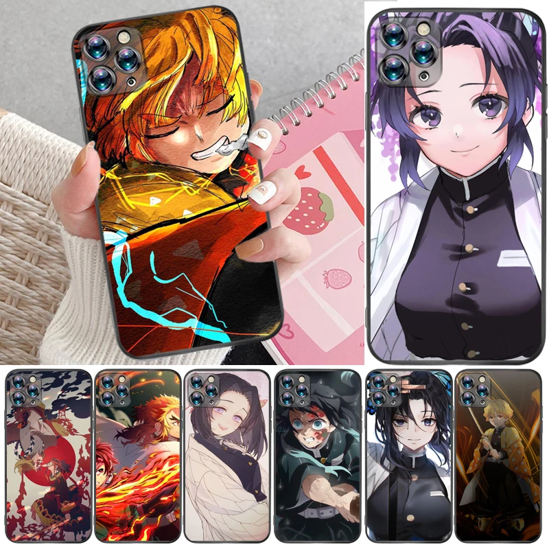 

Demon Slayer Kamado Nezuko Kimetsu No Yaiba Agatsuma Zenitsu Kamado Tanjirou Phone Case For iPhone XR XS Max Back Cover Carcasa