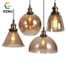Светодиодный винтажный подвесной светильник GZMJ в стиле лофт, стеклянная веревка, промышленные дымчато-серые лампы для кухни и сада