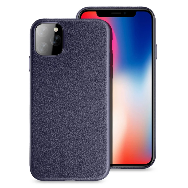 100 шт Роскошные кожаные чехлы с текстурой личи для iPhone 11 Pro Max XS XR X 8 7 6 6S Plus противоударный мягкий ТПУ чехол