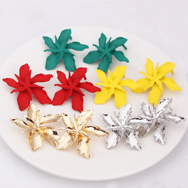 ES1322 винтажные металлические серьги новые модные большие цветочные