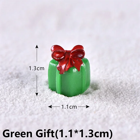 Green Gift1.1x1.3cm 1 шт. подарок микро бонсай для пейзажа Сказочный Сад домашний Декор Фигурка снеговика Мини Санта Клаус рождественские украшения аксессуары - Цвет: Green Gift1.1x1.3cm