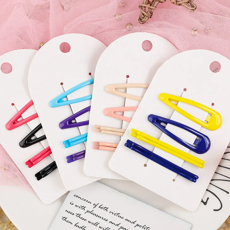 Цветные заколки для волос женщин 6 шт. девочек плоские детские металлические