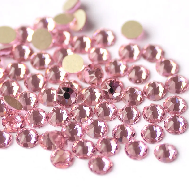 

YANRUO 8 big + 8 Small Light Rose Strass Nail Art Decorations Rhinestones Crystal for Nail Design DIY