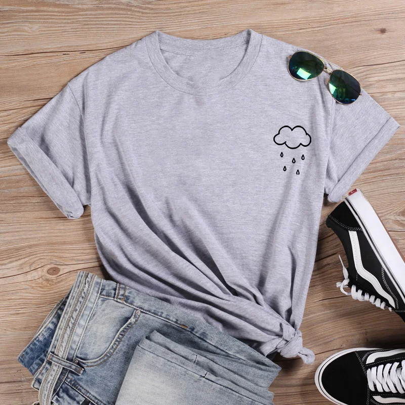 

Rain Graphic Funny Cute T Shirt Women Short Sleeve Tops Women O-neck Loose Tee Shirt Femme White Black Lives Matter Shirt Tops