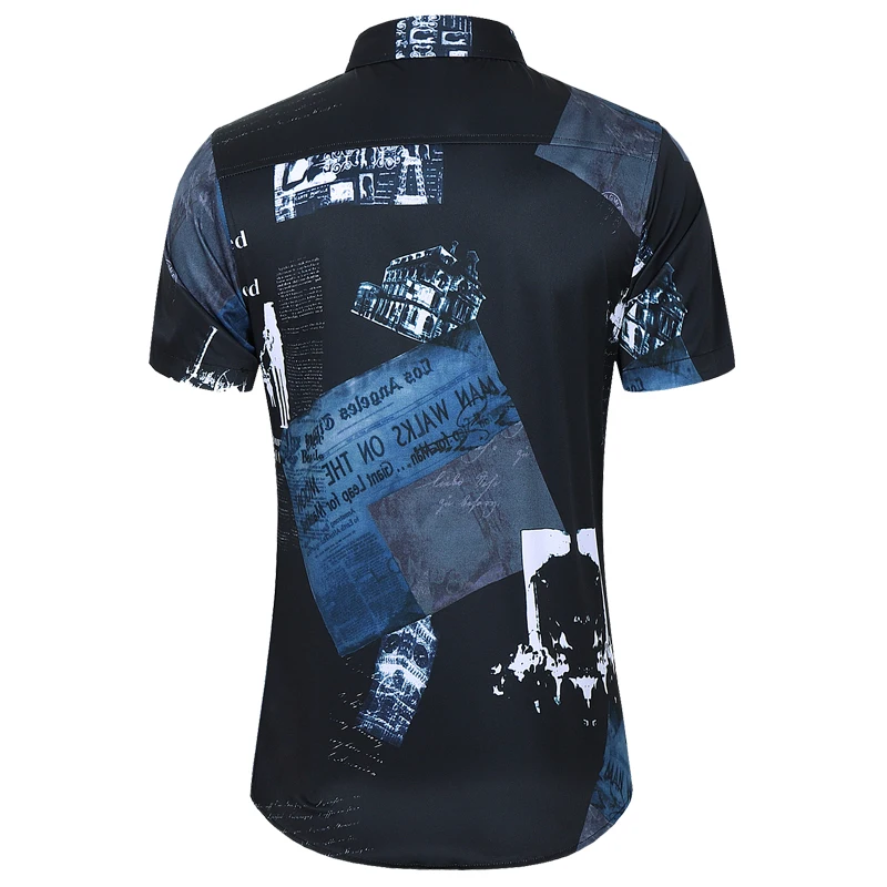 Летняя мужская модная рубашка с принтом повседневные рубашки коротким рукавом