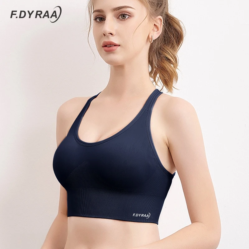 F.DYRAA женский спортивный бюстгальтер пуш ап укороченный топ для фитнеса
