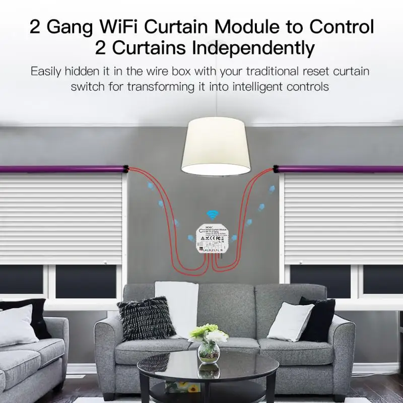 Модуль переключателя для штор Tuya Smart Life двухклавишный переключатель с Wi-Fi умного