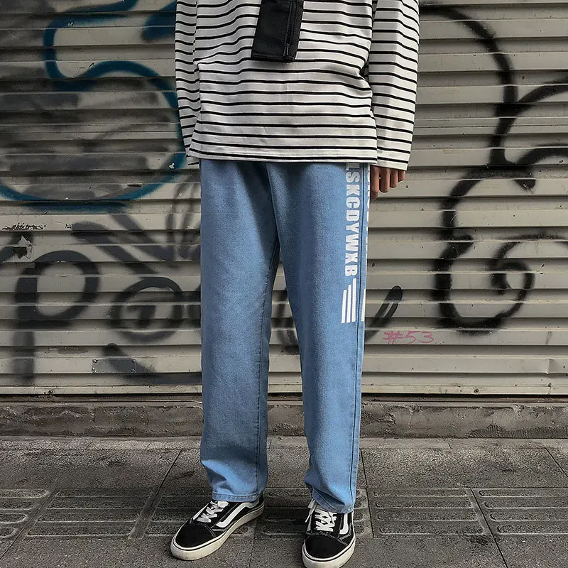 Новинка весна-осень 2020 Молодежные популярные мужские джинсы с буквенным принтом