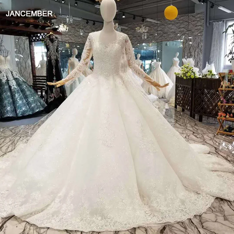 LSS058 мусульманское свадебное платье o шеи длинный рукав зашнуровать назад невесты