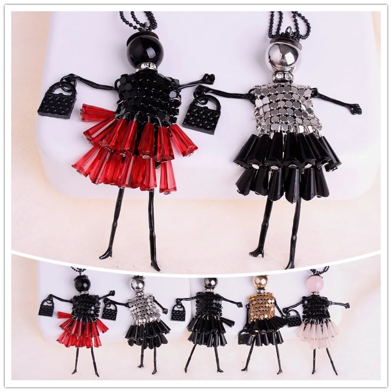 KPOP кукла милое женское ожерелье с подвеской 5 Цвета Длинная цепочка модный