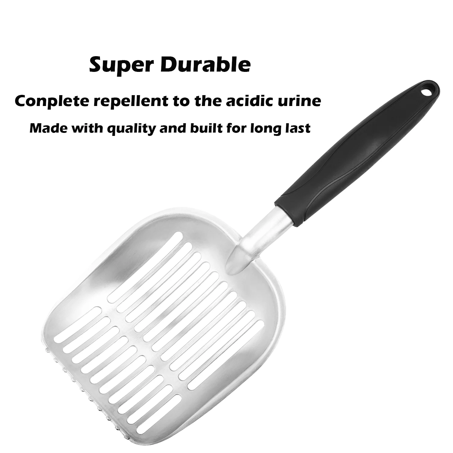 

Furrybaby Solid Cat Litter Scoop with Silicone Handle Aluminum Alloy Deep Cat Shovel Large Pet Litter Scoop Metal with Mesh