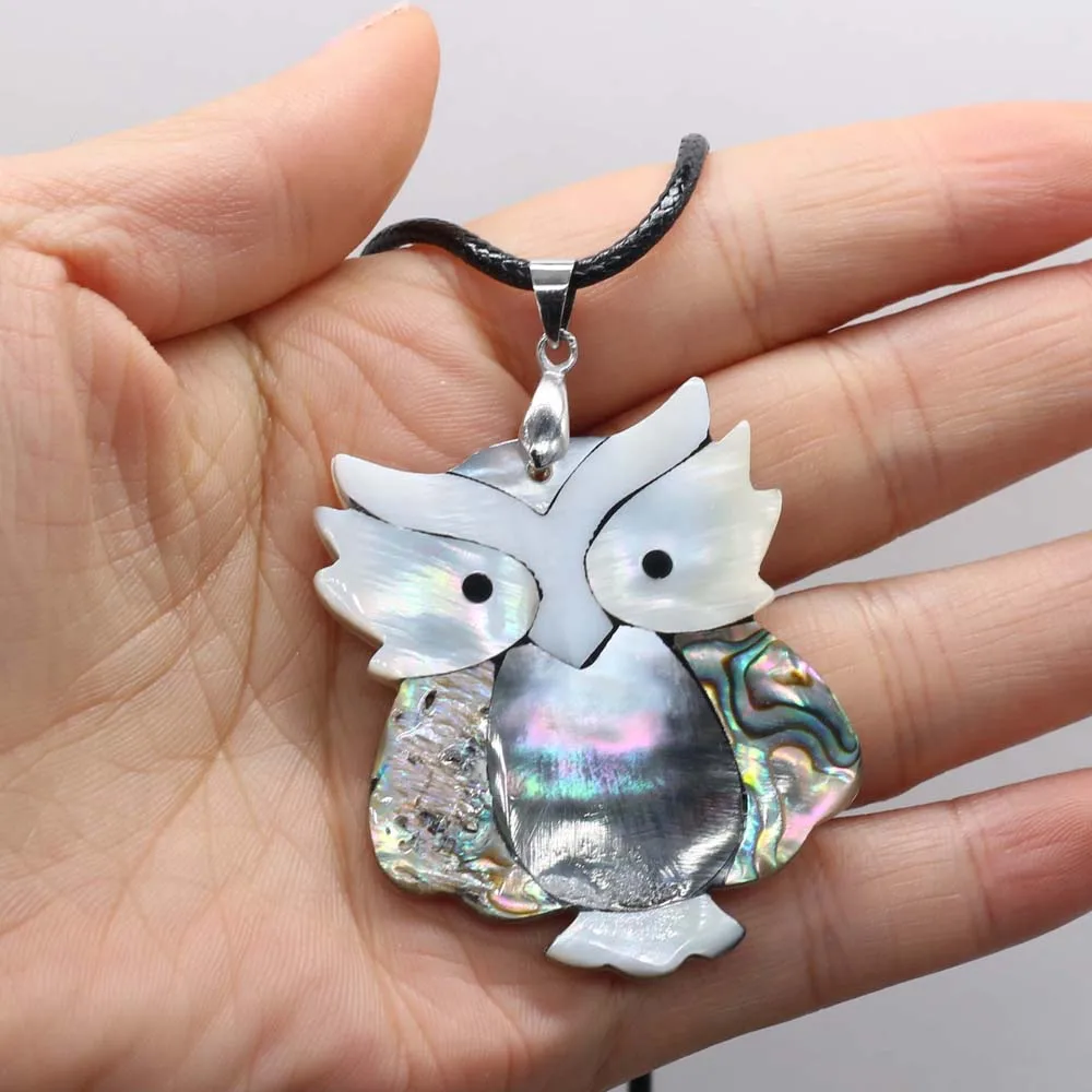 

Natural Splicing Shell Pendant Necklace Owl Animal Shell Charms Necklace for Women Men Jewelry Trendy Necklace Gift