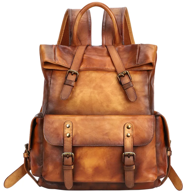 

Men's Genuine Leather Men's Backpack Large Capacity 15-inch Computer Outdoor Travel Backpack Women's Computer Travel Backpack