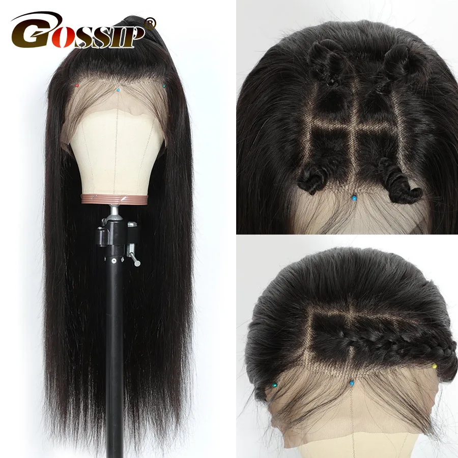 Парики из человеческих волос на сетке спереди 13 х4 прямые волосы с предварительно