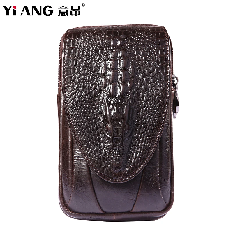 Для мужчин из натуральной кожи поясная сумка с двумя молниями кошелек Карманный