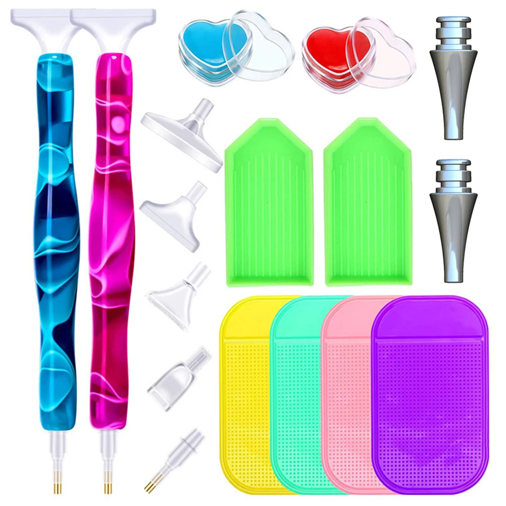 

24Pcs 5D Diamond Painting Tool Resin Point Drill Pen With Metal Pen Heads And Clay Tray And Replaceable pen Tips Accessories