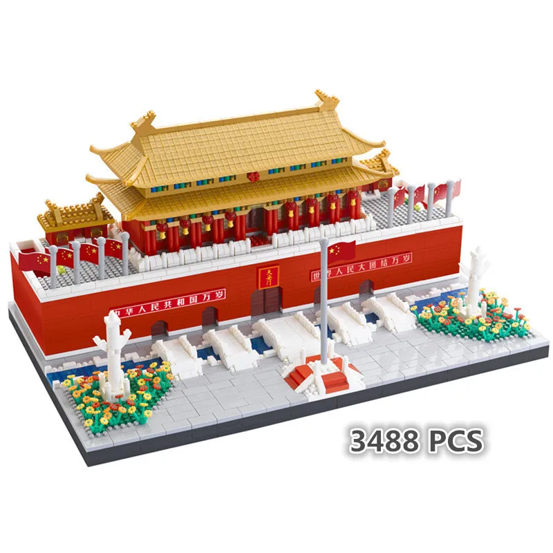 

3488PCS Chinese Archaic Architecutre Ancient Big And Small Beijing Tian an men DIY Diamond Blocks Bricks Building Toy for Gift