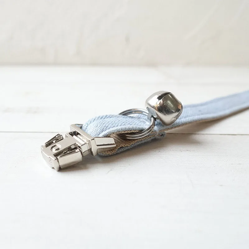 

Cat Collar Denim Adjustable Puppy Kitten Cat Collar with bell Personalized Necklace Small Dog Collar Chihuahua Yorshire Bulldog