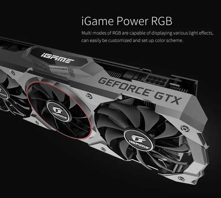 IGame серия GeForce RTX 2060 6GB GDDR6 3* DP+ HDMI+ USB-C RGB светильник