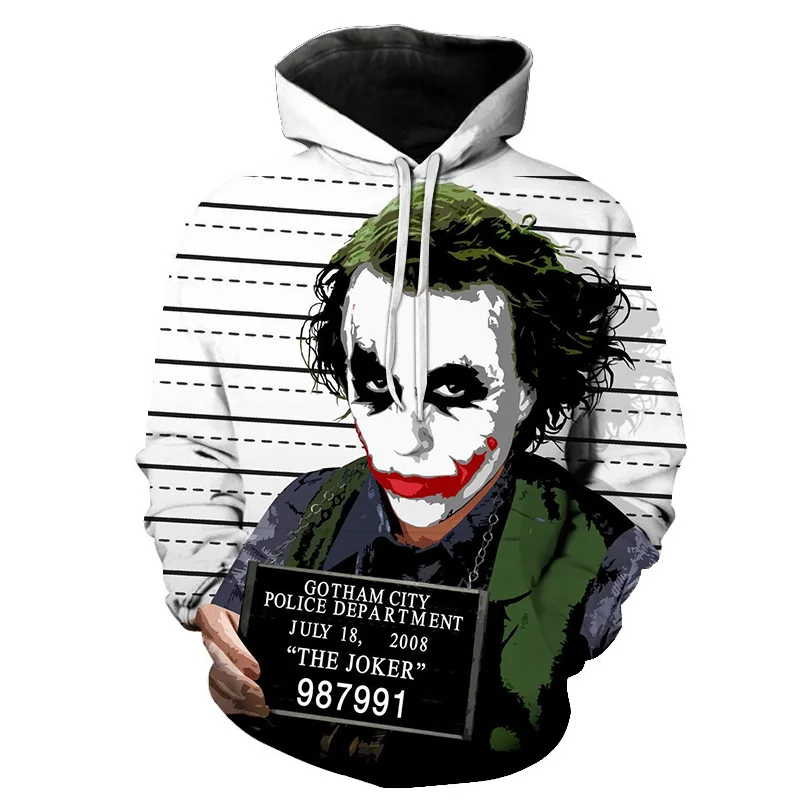 Бэтмен: Темный рыцарь harajuku классический джокер 3d Толстовка Gotham psychopath темная