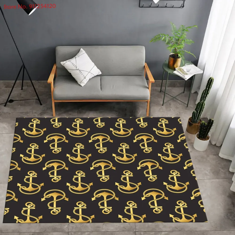Морской ковер для спальни гостиной с компасом рисунок волн ретро Коврики пола