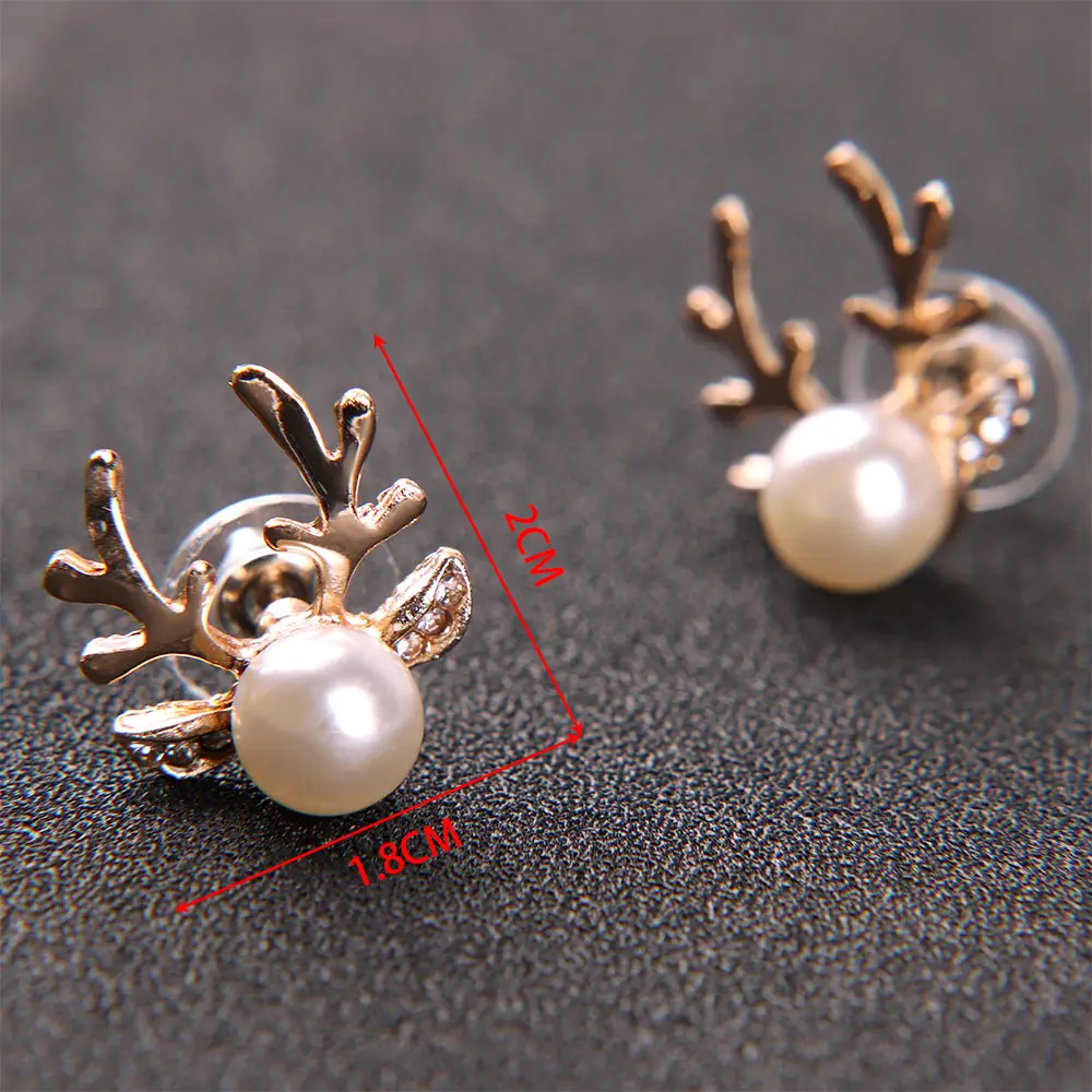 1 пара стильных и элегантный имитация жемчуга в виде оленьего рога серьги