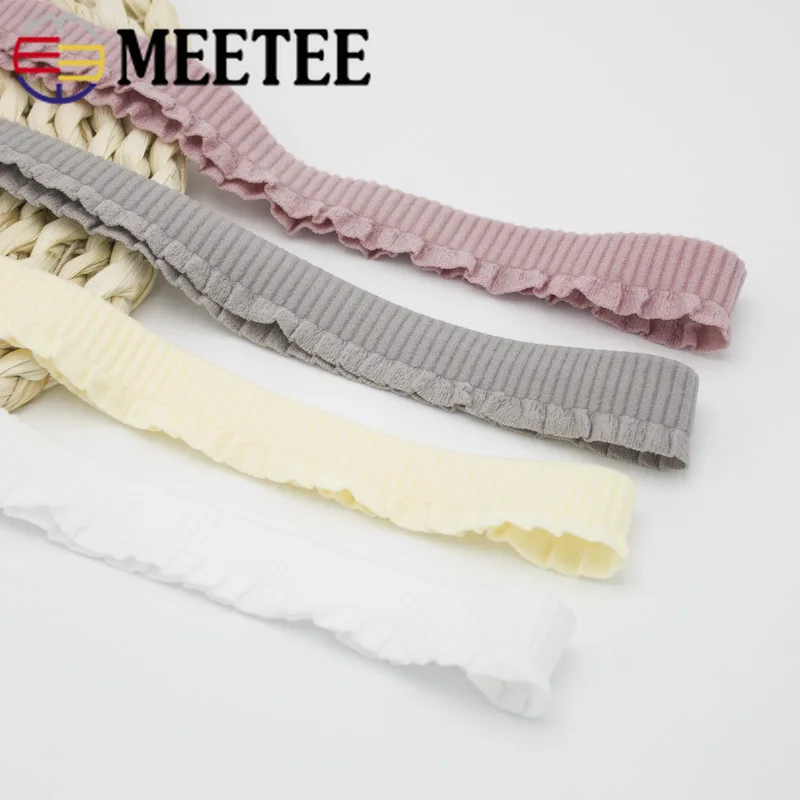 

Эластичная лента из нейлоновой пряжи, плиссированная эластичная кружевная бейка для брюк, эластичная лента из спандекса для шитья, 10/20 м 20 м...